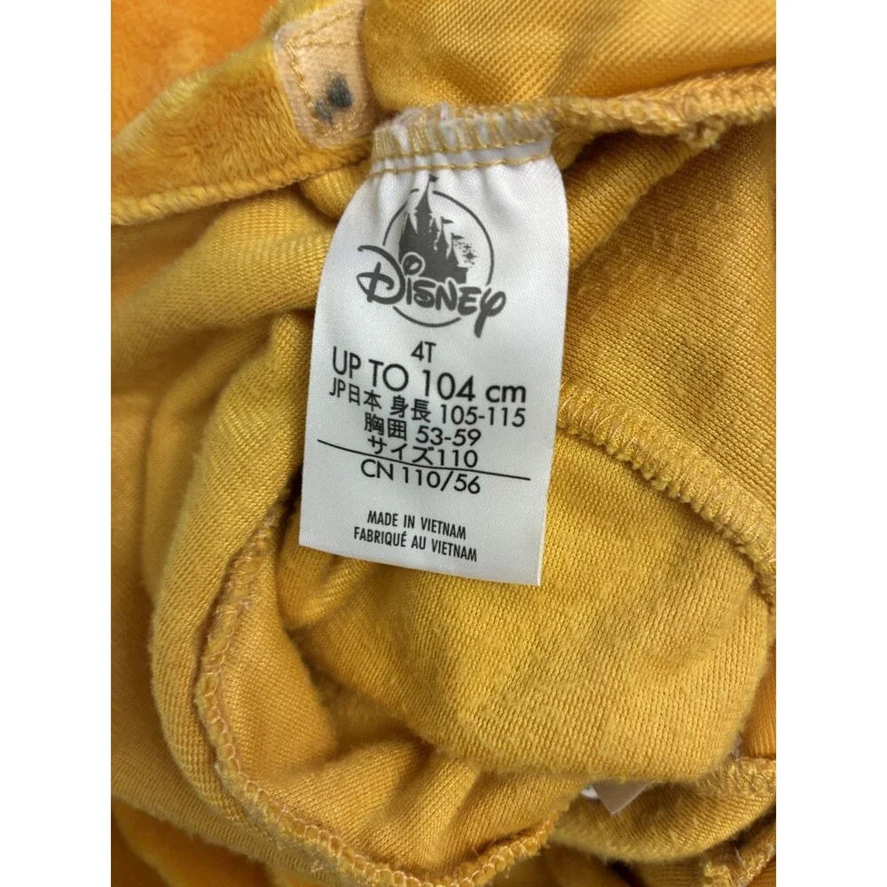 Disney Lion King Simba Kids Costume 4T Plush One Piece Jumpsuit Hood Yellow